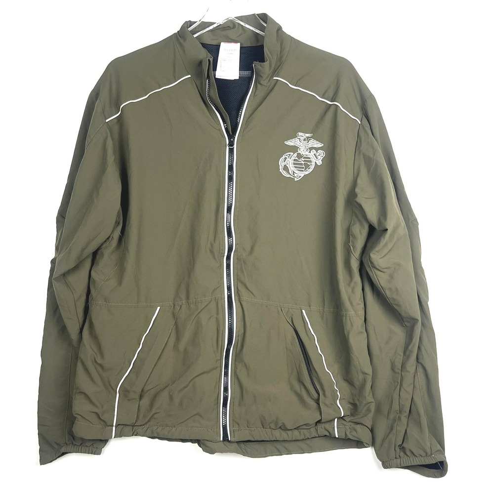 US Marines Jacket M Tall‎ New Balance Long Olive Nylon Windbreaker Mens